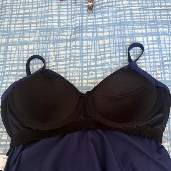 Lands End Tankini and Navy Patterned High Waisted Women's Swim Skirt Plus 14W L - Picture 9 of 12